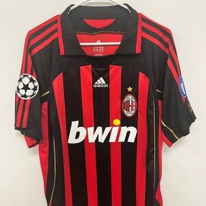 Adidas Red and Black Striped Soccer Jersey